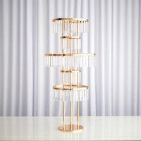 Support de fleurs en cristal à cinq couches en or de haute qualité conception à dégagement rapide assemblage facile taille personnalisée décoration de Table de mariage