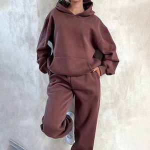 Ensembles de sweats à capuche surdimensionnés personnalisables avec logo brodé ou imprimé pour femmes, en molleton 100 % coton épais, coupe ample, longueur longue, vente en gros - Product Image 2