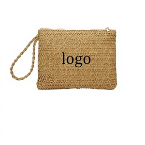 <b>Large</b> Capacity Travel Daily Cosmetic Pouch Customized <b>Makeup</b> Gift <b>Bag</b> Fashion Style Zipper Closure Straw Fabric - Product Image 1