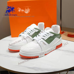 Chaussures décontractées de luxe pour femmes et hommes, en cuir véritable de haute qualité, doublure en mesh, chaussures de sport et de loisirs tendance - Product Image 2