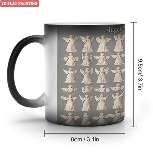 Custom Wedding Pattern Magic Mug Frosted Black 11oz <b>Ceramic</b> Heat Sensitive <b>Cup</b> - Product Image 1