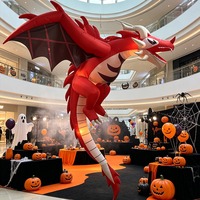 Ornement Gonflable Dinosaure LED Lumineux pour Halloween : Dragon Flammant Style Américain pour Décoration de Fête de Jardin - Vente Flash