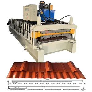 860/830 Máquina formadora de rolos para telhas metálicas de dupla camada totalmente automática, chapas onduladas e trapezoidais