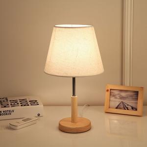 Solid Wood Minimalist Modern Bedside Lamp Fabric Creative Energy-Saving Dimmable DC for Studying Eye Protection Pastoral Feel - Product Image 2