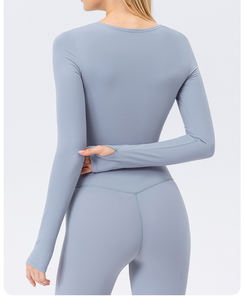 طقم ملابس نسائية خريفية من قطعتين، بلوزة بأكمام طويلة وياقة مربعة ضيقة، وبنطلون واسع عالي الخصر، مناسب لليوغا والرياضة - Product Image 5