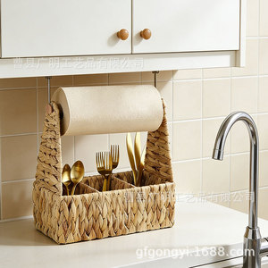 Water Hyacinth Storage Basket Rectangle Handmade <b>Standing</b> Type For Home Desktop Toilet Paper Holder Fruit <b>Vegetable</b> Storage - Product Image 4