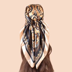 Custom Print Women Fashionable Floral Satin Chiffon Polyester <strong>Silk</strong> Square Scarf <strong>Headband</strong> for Summer Adults' Digital Scarf - Product Image 2