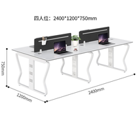 Bureau de travail moderne classique minimaliste STG avec structure en acier, 4 places, chaises de bureau, armoires latérales, table pour quatre personnes