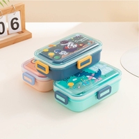 Boîte à lunch en plastique multifonctionnelle réutilisable anti-fuite 2025 – Motif dessin animé mignon, écologique, 2 compartiments, qualité alimentaire – Grande Vente