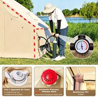 Tente de glamping gonflable quatre saisons 6,3 m² avec double porte en U, petit lanterneau, ouverture automatique, installation rapide, imperméable