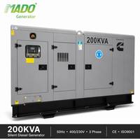 Générateur insonorisé 200 kVA 160 kW avec moteur Cummins 6CTA8.3-G1 triphasé, groupe électrogène diesel silencieux d'urgence pour hôpital avec ATS