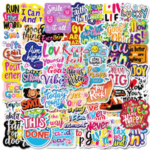 50 pegatinas motivacionales con <span class=keywords><strong>frases</strong></span> en inglés, troqueladas, de vinilo PP impermeable, para equipaje y diario. - Product Image 2