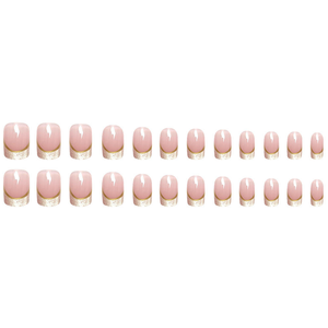 24 <span class=keywords><strong>Uñas</strong></span> Postizas <span class=keywords><strong>Francesas</strong></span> de Ojo de Gato, Color Rosa Nude <span class=keywords><strong>con</strong></span> Borde Dorado Brillante, <span class=keywords><strong>Uñas</strong></span> Acrílicas de Lujo Reutilizables para Manicura DIY - Product Image 5