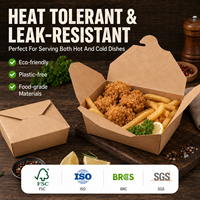 Boîte à lunch en kraft résistante à la graisse avec logo personnalisé pour la livraison de repas en restaurant
