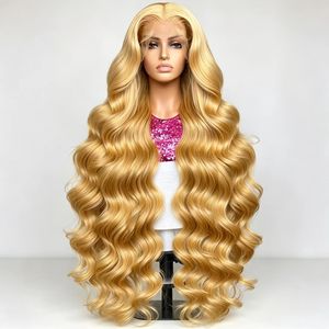 Parrucca Frontale in Pizzo HD Trasparente con Onde Sciolte Biondo Miele, Pre-Piumata, Senza Colla, Lunga e Ondulata, in <span class=keywords><strong>Capelli</strong></span> Umani, per Donne Nere - La Più Venduta - Product Image 5