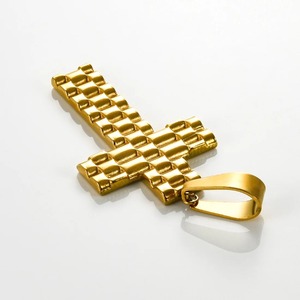 1 pièce Pendentif Croix Catholique Texturé en Acier Inoxydable pour Hommes et Femmes, Doré, Vintage, Religieux, Amulette de Prière de Jésus, Bijoux Cadeaux - Product Image 6