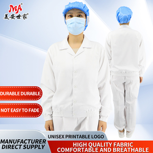 Fino de manga larga transpirable antiestático Unisex resistente al polvo Taller de verano herramientas monos poliéster algodón fábrica de alimentos - Product Image 2