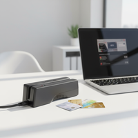 Lecteur/graveur de cartes à bande magnétique à trois voies MSR100 avec ports USB et RS232, matériau ABS, 13,56 MHz, distance de lecture de 0 à 3 m