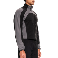 Veste polaire double face personnalisée pour homme, avec blocs de couleur, fermeture éclair intégrale, col montant, patchwork, coupe-vent, pour sports de plein air
