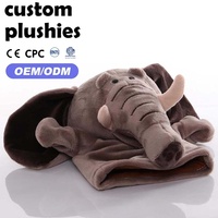 Marionnette en peluche d'éléphant personnalisée en usine, ultra-douce, en peluche courte, universelle pour l'interaction parent-enfant