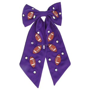 Wholesale Customized Gameday Theme <b>Hair</b> <b>Clips</b> Cute Polymer Fabric Bow Accessory Metal Glass Beads Latest Arrival for Party - Product Image 5