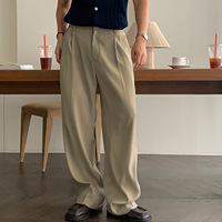 Pantalon unisexe en lin style Old Money, coupe décontractée, taille haute, jambe large droite, fin et léger pour l'été, pour hommes et femmes