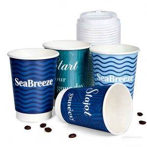 Gobelets à café jetables en carton personnalisés avec logo, 8 oz, 12 oz, 16 oz, à paroi simple ou double, pour boissons chaudes, avec couvercle - Product Image 3