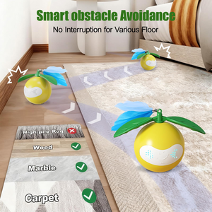<b>Interactive</b> Lemon-Shaped <b>Cat</b> <b>Toy</b> Smart Automatic Rolling Ball with Feather & Sound Pet <b>Toy</b> for Boredom Anxiety Relief - Product Image 5