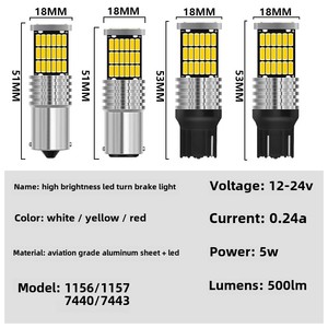 Lampadina LED Canbus S25 12V <span class=keywords><strong>1156</strong></span>/BA15S/BAU15S <span class=keywords><strong>P21W</strong></span>/PY21W 1157 BAY15D P21 5W 4014 45SMD Nuova Luce di Segnalazione e Freno per Auto e Moto - Product Image 3
