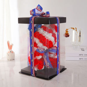 Ours en peluche rose en PE aux couleurs des drapeaux de plusieurs pays, fleur éternelle, cadeau mignon pour les fans et les amoureux du sport - Product Image 3