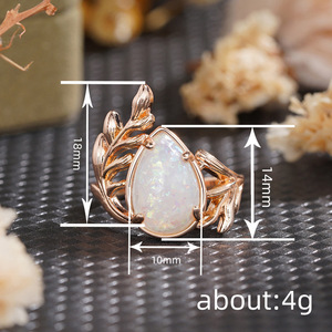Anello a goccia barocco con foglie e rami per donna, stile palazzo, accessorio gioiello per tutti i giorni e feste - Product Image 4