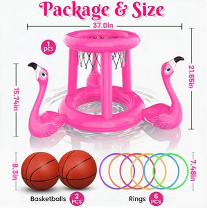 Flamingo-themed 2-in-1 <b>Inflatable</b> Pool Basketball & Ring Toss <b>Game</b> Set - Product Image 5