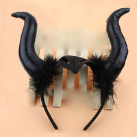 Devil Horn Haarband mit Federn Big Cloth Halloween Kostüm Zubehör in Tasche Verpackung