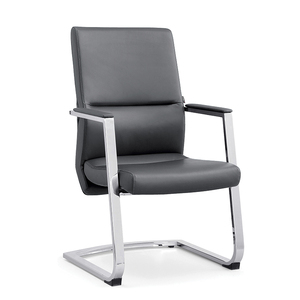 Sillas de oficina ergonómicas modernas personalizadas de cuero genuino negro para conferencias de invitados para reuniones de visitantes - Product Image 2