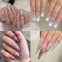 Ensemble de breloques pour ongles en fleurs séchées naturelles, papillons roses, strass et perles pour la décoration des ongles DIY