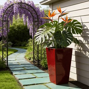 Ensemble de pots à fleurs en céramique émaillée rouge écologique de style américain, durables, avec trou de drainage pour la maison, le jardin intérieur/extérieur, la terrasse - Product Image 4