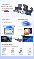 Laptop Layar Sentuh Ganda 10.5" Terbaru Intel N100 UHD Graphics 360 °   Notebook Mini Portabel yang Dapat Diubah untuk Bekerja & Belajar