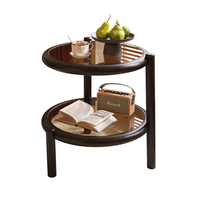 Table basse ronde en bois massif de luxe moderne à double niveau, petite table centrale pour salon, chambre, salle de conférence, bureau, décoration