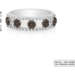 Bague en argent sterling Jewelspaark avec diamants naturels blancs et bruns de 0,56 carat, taille US 8 pour femme, à porter au quotidien - Product Image 4