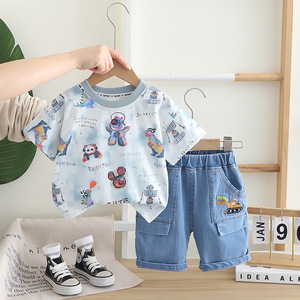 Completo Estivo Casual Tie-Dye per Bambini 1-4 Anni, in Poliestere/Cotone, con Stampa Cartoon - Product Image 3