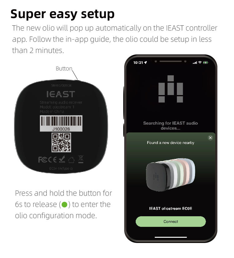 Wiim Mini Airplay 2 Music Streamer - Wireless Audio Adapter