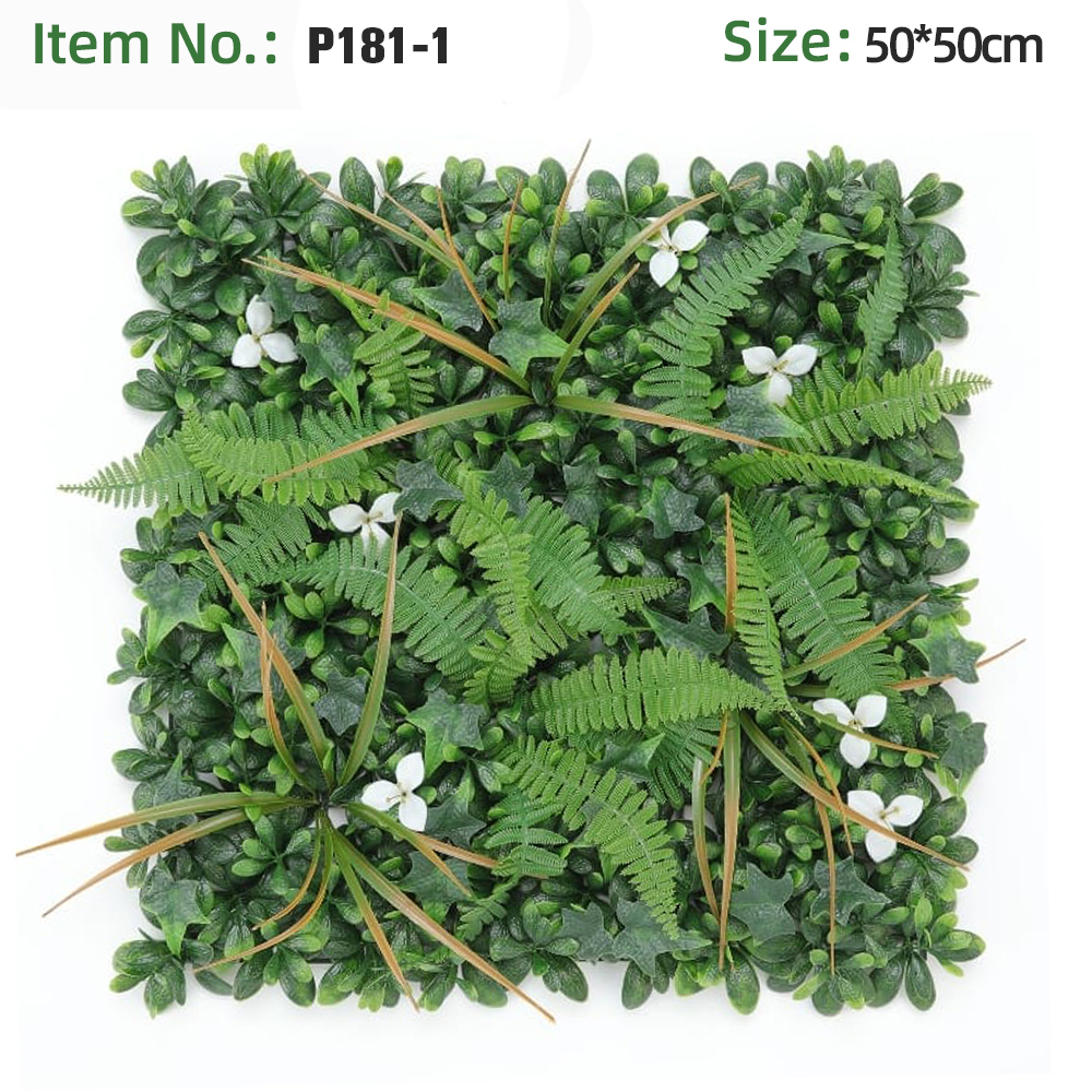 Fern Orange Grass White Small Flower Boxwood Grass Wall Panel