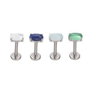 Fuxuan ASTM F136 Titane Prong Set Pierre Naturelle 16G Filetage Interne Corps Piercing Bijoux Labret Helix Boucle D'oreille - Product Image 1