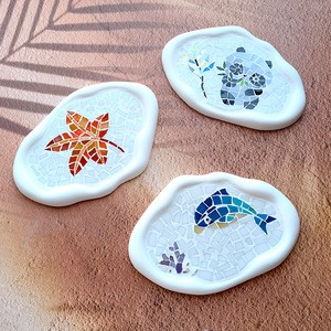Puzzles en verre faits à la main sur le thème marin, incrustations, ciseaux, ornements artistiques à motifs, avec petits matériaux - Product Image 4
