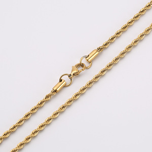 Gold Plated Stainless Steel Classic <b>Rope</b> <b>Chain</b> Necklace for Party | 2mm/3mm Thick 40-55cm Length Wholesale - Product Image 2