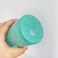 Couvre-boîtes colorés anti-fuite, couvre-boîtes en strass pour canettes de bière de 16 oz, couvre-boîtes en acrylique coloré pour canettes en verre de 16 oz