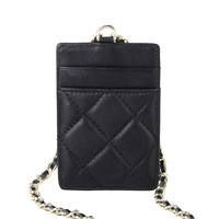 FSW198 porte-cartes de crédit en cuir véritable de mouton pour femmes, porte-cartes de crédit à accrocher avec logo personnalisé multicolore populaire