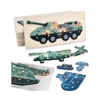Jeu de puzzle en bois 3D Montessori pour enfants, véhicules militaires, missiles, navires de guerre, hélicoptères, jouets éducatifs pour enfants