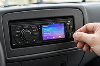 Pemutar Radio Bus 1 DIN, Pemutar Video HD 1080P, Amplifier 4x25W, Radio FM AM, DAB Plus, Input Mikrofon, Pemutar Musik untuk Truk dan Bus