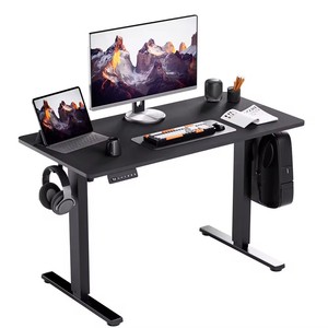 Electric Height Adjustable Standing <b>Desk</b> 1200X600X15mm Single Motor Frame Study <b>Desk</b> Black And White Metal <b>Foldable</b> - Product Image 1